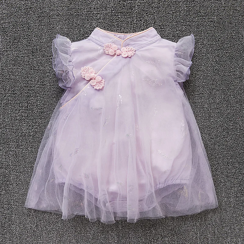 

Baby summer bodysuit kids girls princess dress christening baptism gown party wedding 6 9 12 18months infant cute cheongsam