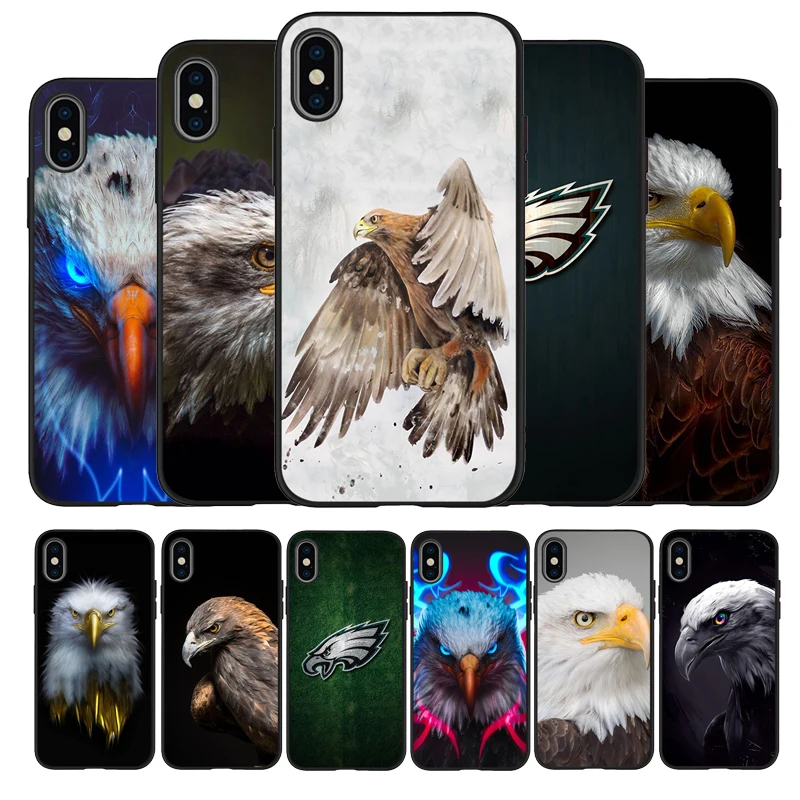Орел черный силиконовый чехол для мобильного телефона iPhone 12 XR XS Макс 5 5S SE 2020 6 6S PLUS