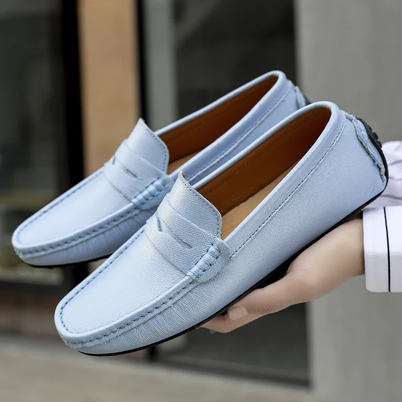 

Luxury Brand Moccasin Leather Loafers Colorful Men Casual Shoes Designer Plus Size 48 49 Moccasins Driving Loafer Walking Shoes