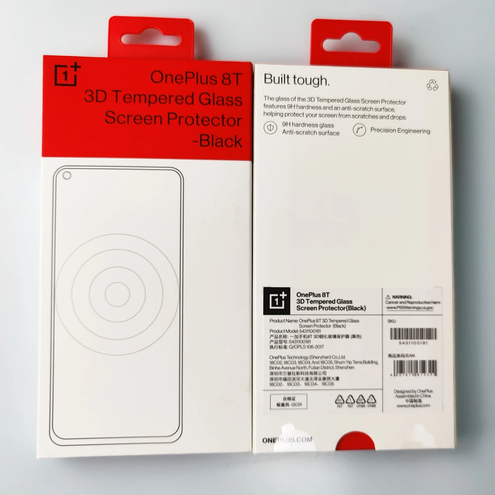 OnePlus-Protector de pantalla de vidrio templado 3D para tel&eacute;fono m&oacute;vil inteligente, Original, 9R/8T/7T/9, OP one plus 9 pro, 8t, 7t, 7, 6t-2