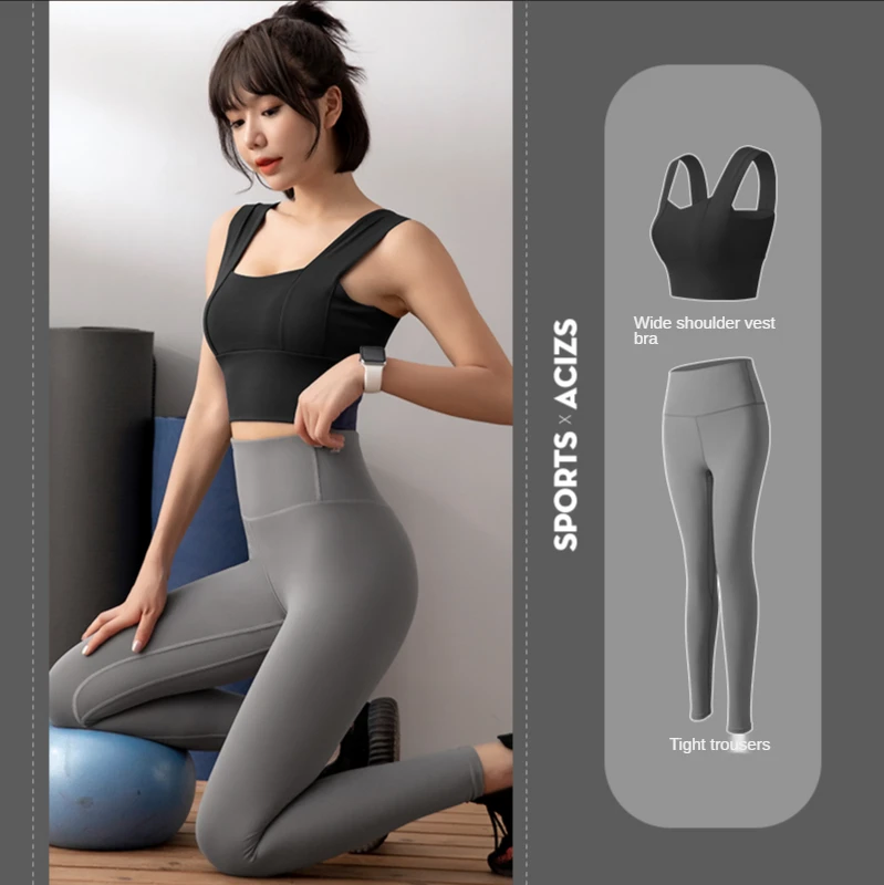 

Women's Sports Thickened Bra Suit Quick Drying Gym Fitness Running Suit Yoga Fitness Jogging Push Up High Elastic Sportswear