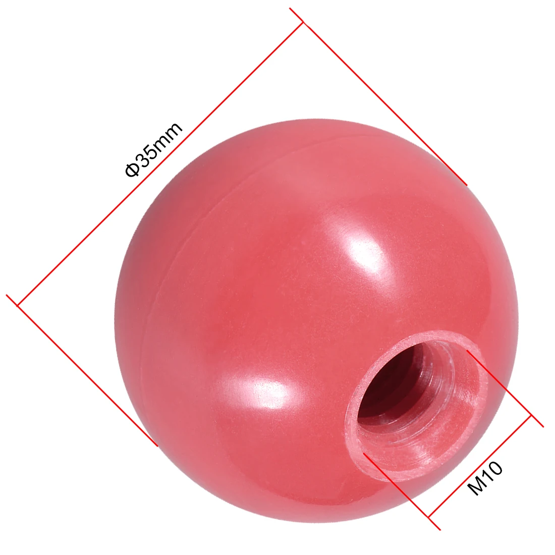 

uxcell 6 Pcs Thermoset Ball Knob M10 Female Thread Machine Handle 35mm Diameter Red