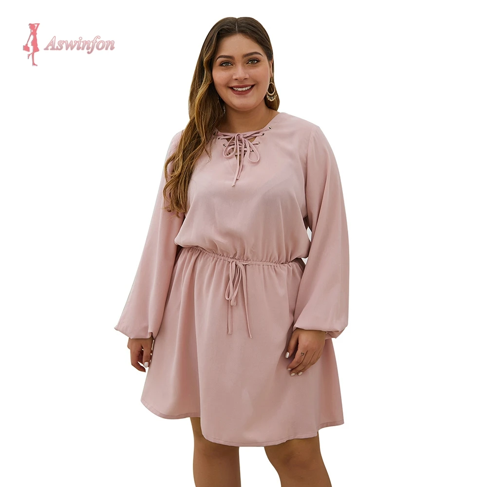 Женское платье миди с длинным рукавом и V образным вырезом|Женские платья| |