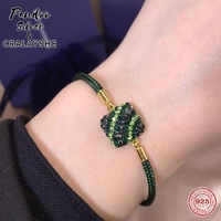 2021 s925 sterling silver jewelry 11 copy swan power earth sign taurus virgo capricorn green weaving rope bracelet with logo
