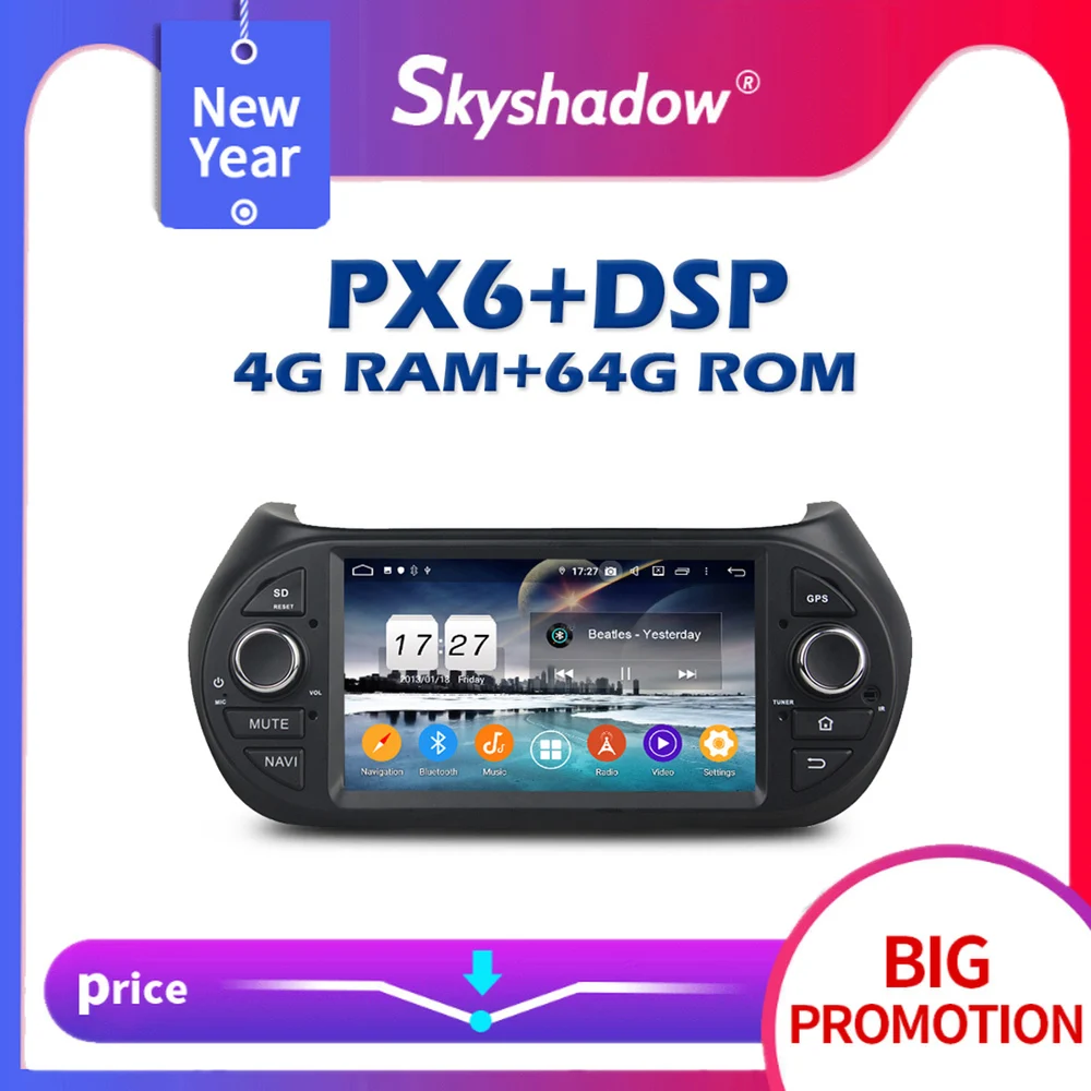 Автомобильный DVD плеер PX6 DSP IPS Android 10 4G + 64G GPS радио Wi Fi Bluetooth 5 0 для Fiat Fiorino Citroen Peugeot