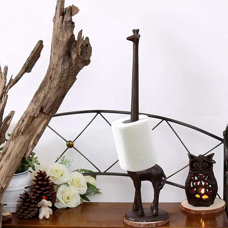 

Cast Iron Giraffe Paper Holder Decorates Bathroom Toilet Paper Holder