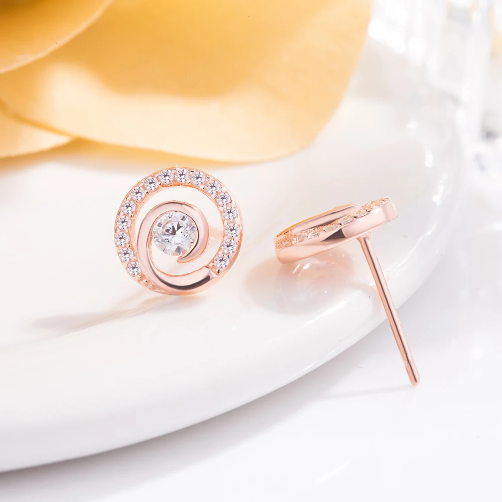 Серьги из стерлингового серебра 925 пробы круглые серьги для девочек розового