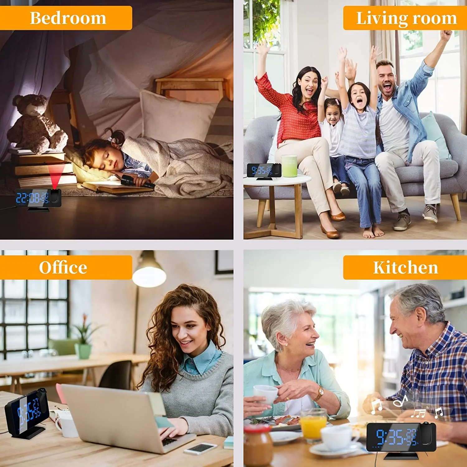 akabell new 3d projection alarm clock fm radio digital clock with usb charger large mirror led display alarm clock auto dimmer free global shipping