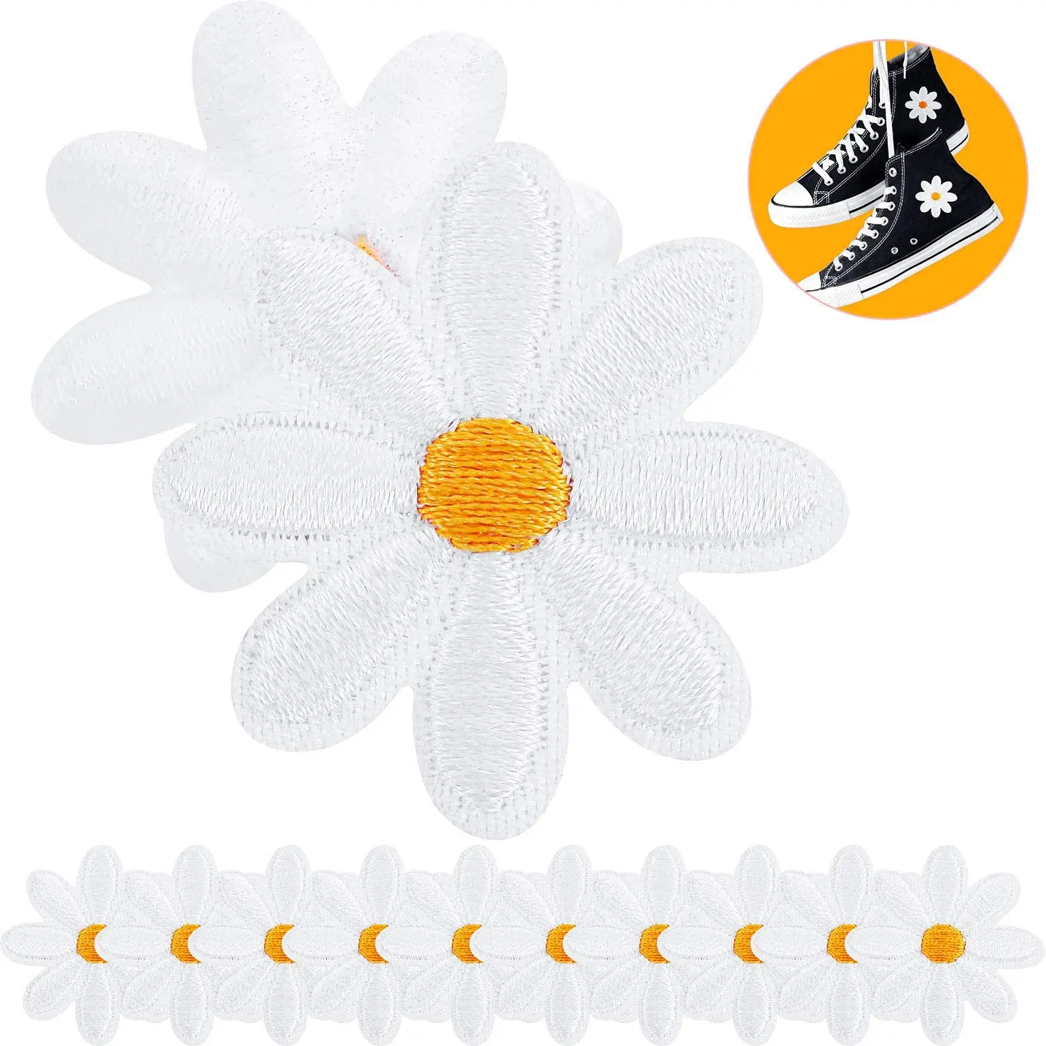 

10pcs Daisy Flower Patch Stickers On Clothes Applique T-shirt Diy Girls Custom Patch Applique For Clothing Sewing Hole Repair