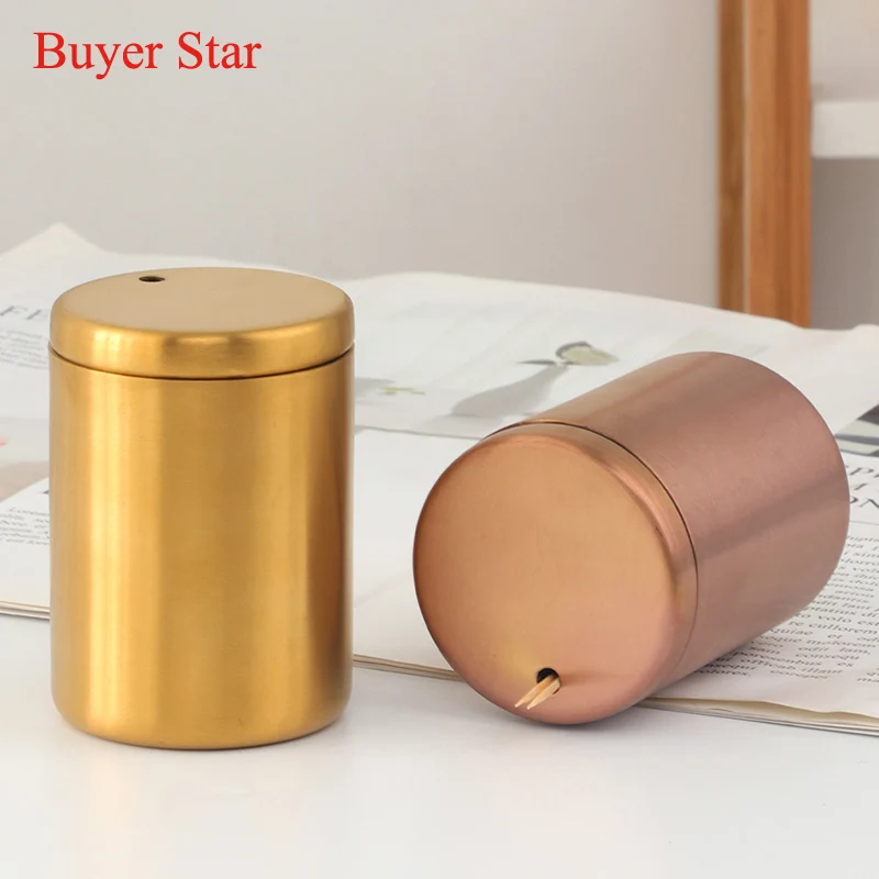 

Toothpick Holder Gold Stainless Steel Table Metal Toothpick Dispenser Tooth pick Storage Box Container Household kitchen Utensil