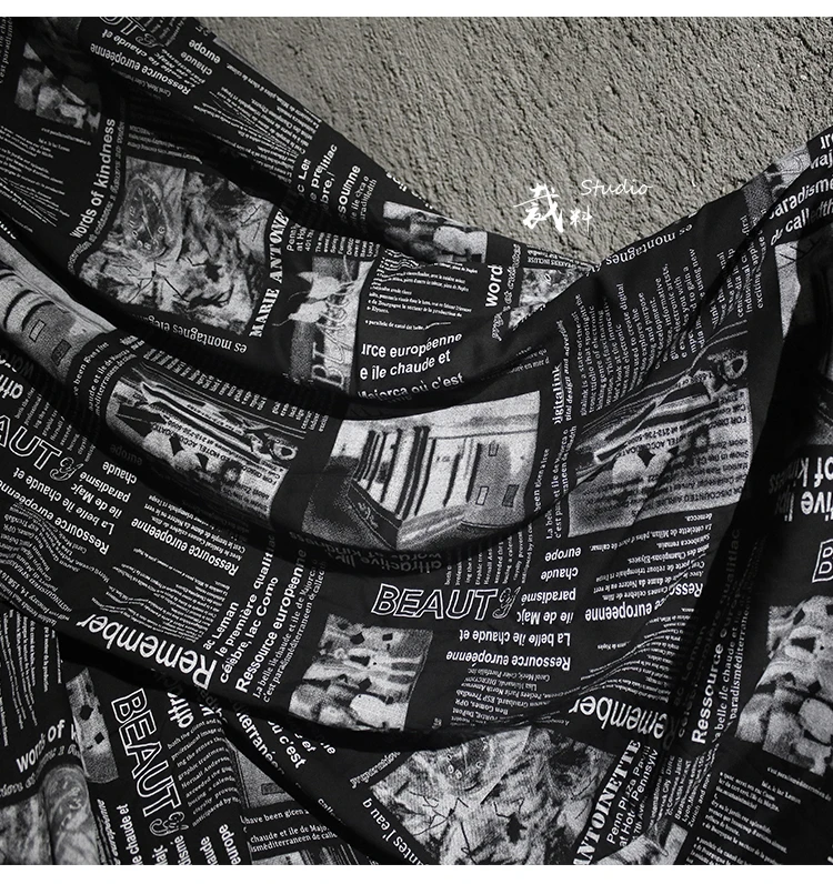 Черная английская газета письмо ткань креативный принт узор хлопок дизайнерская