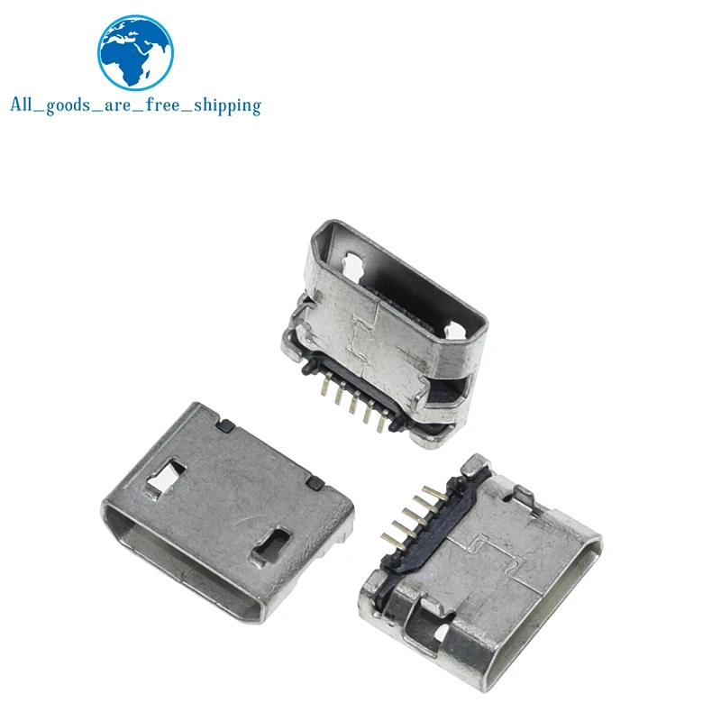 100 шт. Micro USB 5 контактов без боковой Ox horn Женская розетка usb с плоским горлышком
