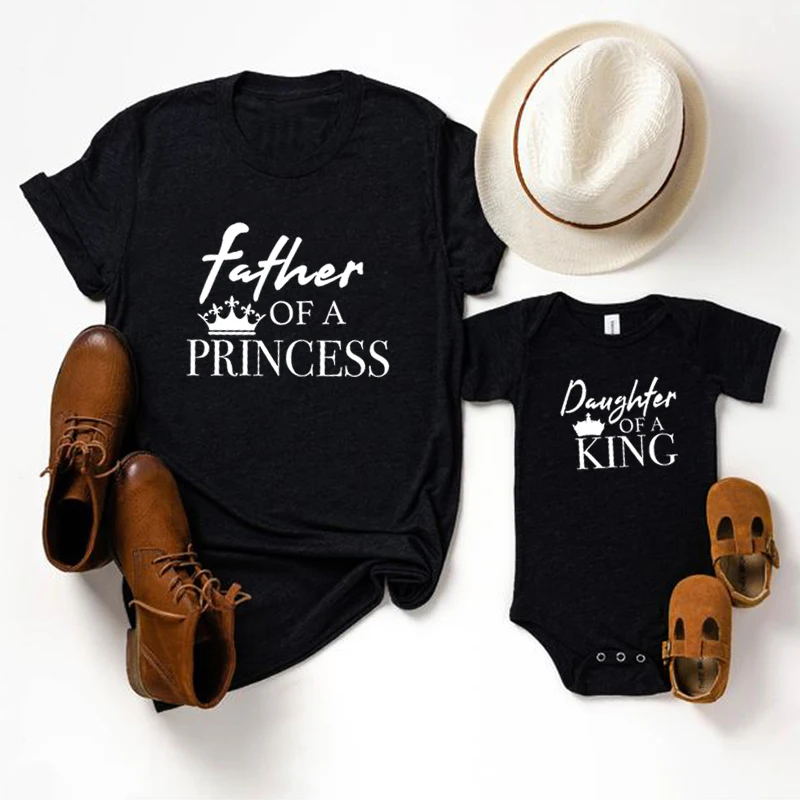 

Рубашка для папы, принцессы, дочки, короля, подарка для отца, ребенка, 2021, подарок для девочек, рубашка для папы и ребенка, одежда для маленьки...
