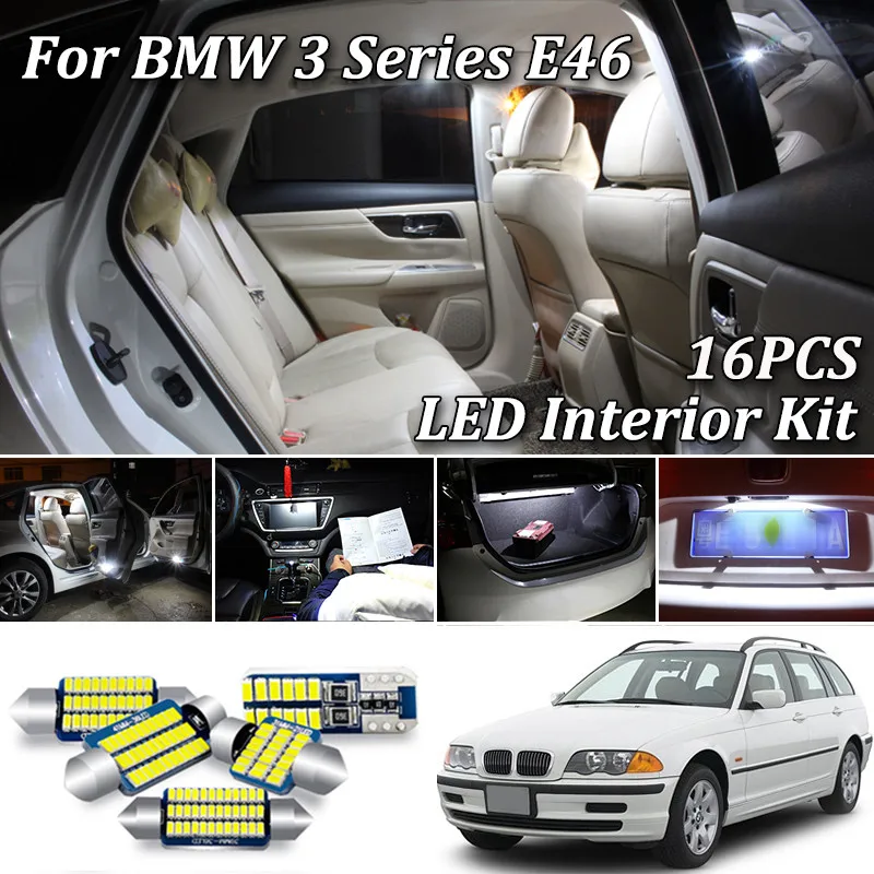 16 шт. белые светодиодные лампы Canbus для салона автомобиля BMW 3 серии E46 M3|Сигнальная