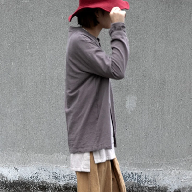 Новинка 2019 простая Однотонная рубашка с воротником-стойкой и манжетами на