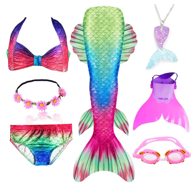28 цветов Детские хвосты русалки с моноластами для плавания маскарадные костюмы