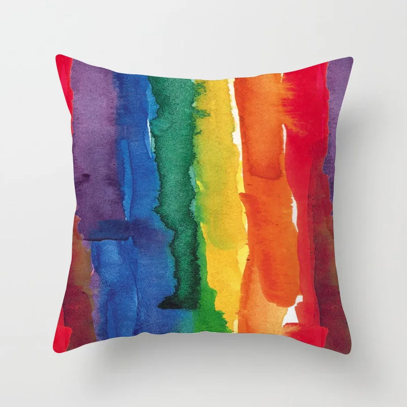 Чехол для подушки WUYI разноцветный с радужным ромбом полиэстер геометрическим