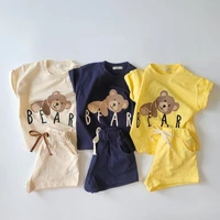 MILANCEL 2021 Summer Baby Clothes Set Korean Short Sleeve Bear Loose T-Shirt And Cotton Shorts 2Pcs Suit