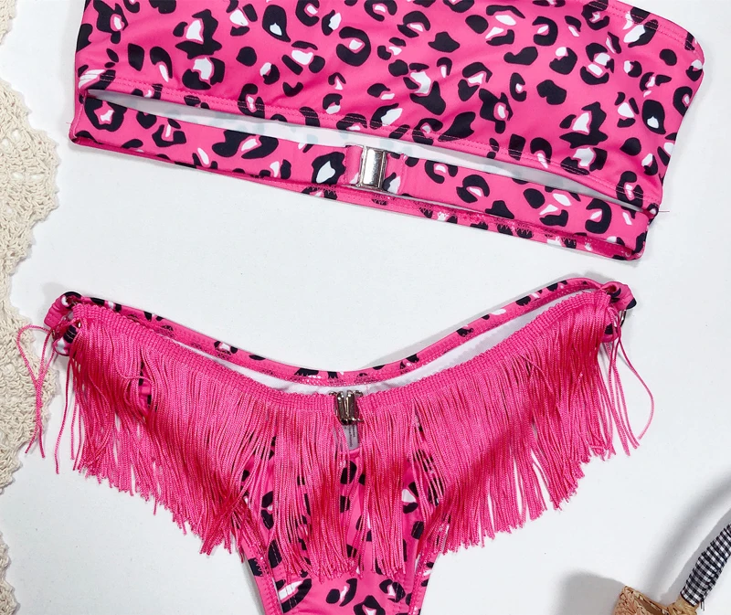Новинка 2020 модный сексуальный купальник бикини с леопардовыми кисточками
