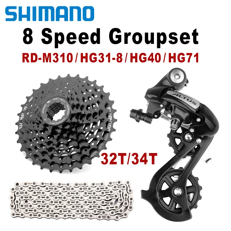 

Shimano Altus RD-M310 8 Speed Groupset HG31 8S K7 32T 34T MTB Sprocket Mountain Bike Cassette HG71/HG40 KMC 8V Chain Bike Kit