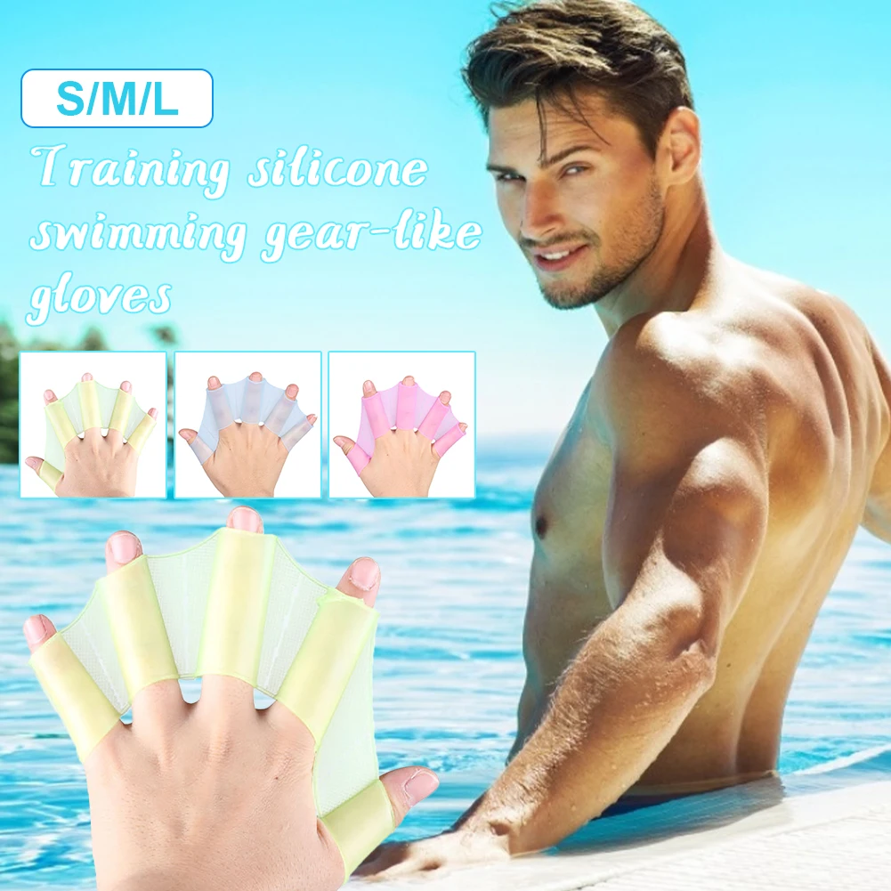 

Swim Fins Silicone Hand Paddles Finger Webbed Flippers Training Swim Gear Webbed Gloves Diving Gloves Universal Swimming Tool