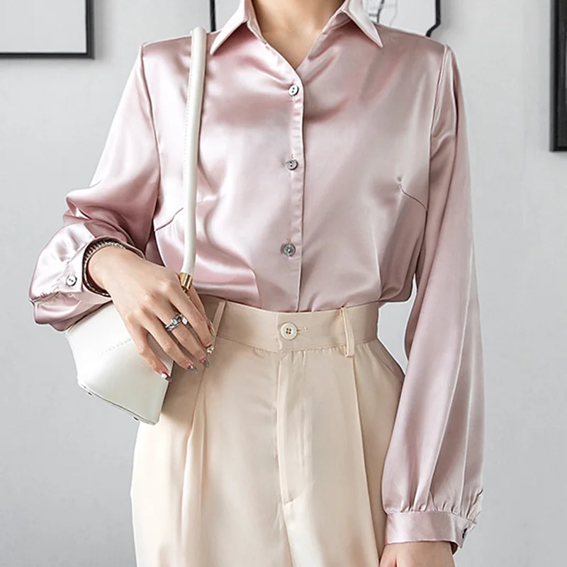 Женская блузка из атласа с длинным рукавом весна-осень 2020 модные блузы и рубашки