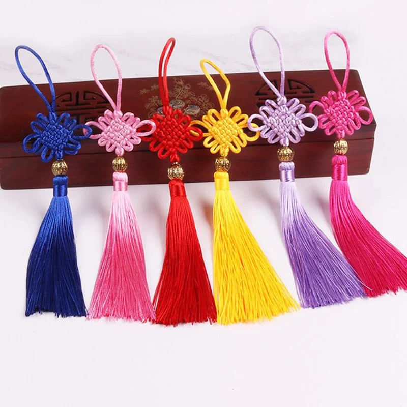 

DIY Chinese Knots Tassel Pendant Pendant Jewelry Garment Decorative Accessories Car Key Bag Pendant DIY Craft Tassel Fringe 2PC