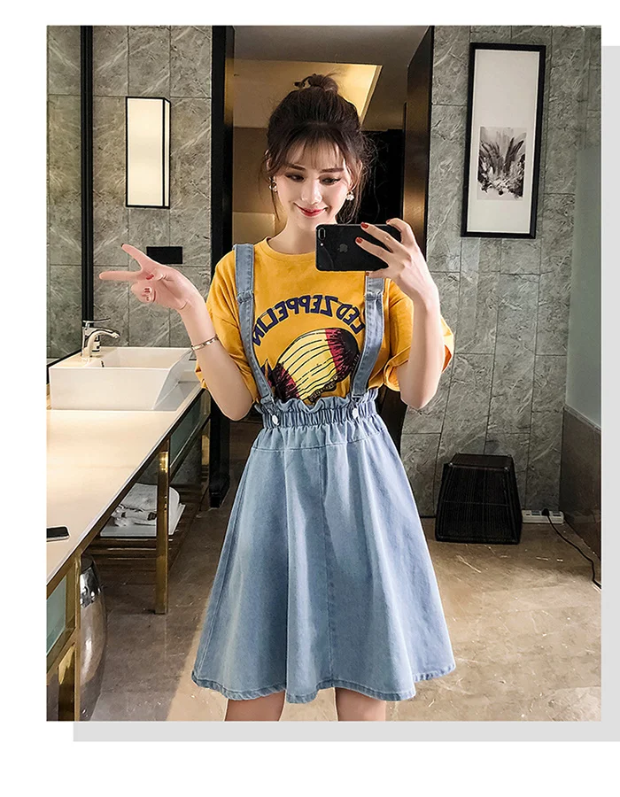 

2021 Летняя джинсовая юбка на бретелях женские джинсы с пуговицами юбки размера плюс 5XL, с высокой талией, а-силуэт, юбка из денима юбки