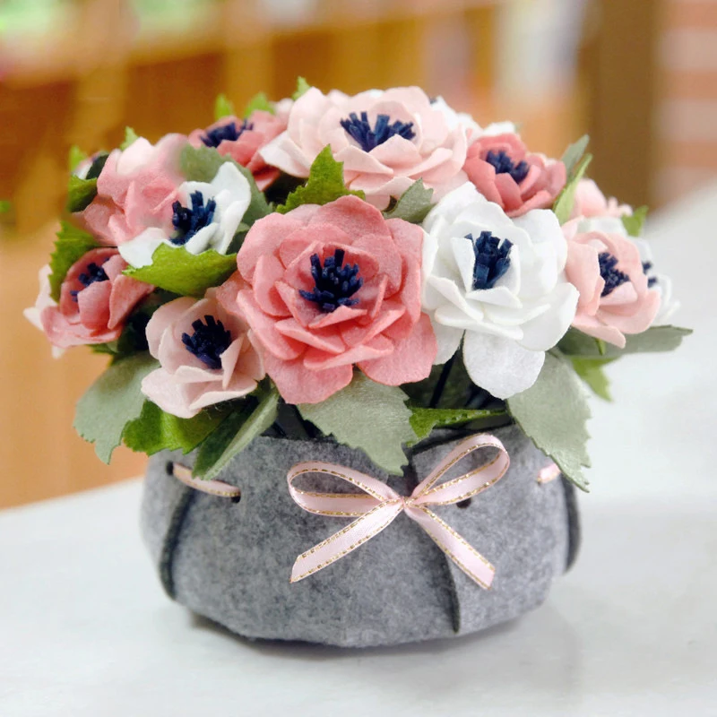 Букет цветов из эмуляции 17x21 см фетровая ткань ручной работы художественные