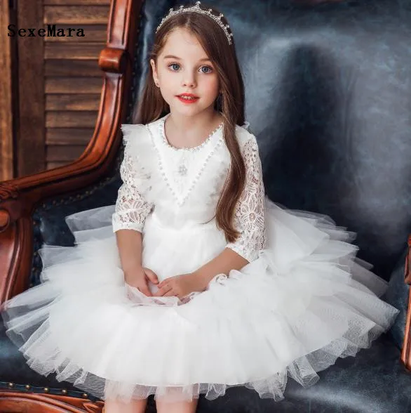 New Puffy Dress Children Flower Girls Party Elegent Princess Birthday Vestidos 2 4 6 8 10 12 13Years | Свадьбы и торжества