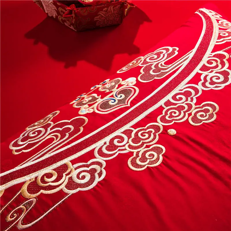 Красный свадебный комплект постельного белья Высококачественный жаккардовый