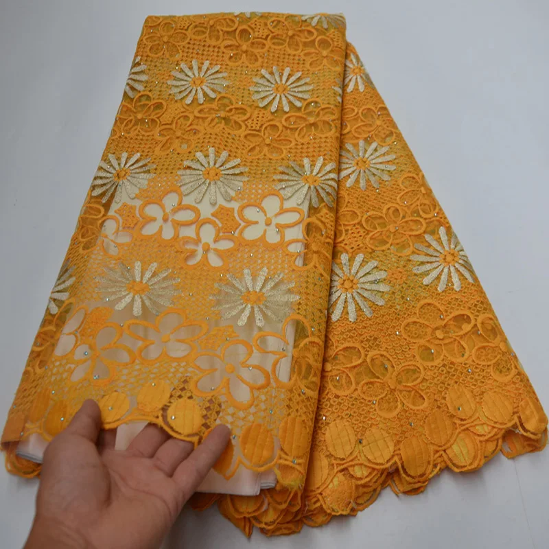 (5 ярдов/шт) золотисто-желтая африканская французская кружевная ткань с красивой