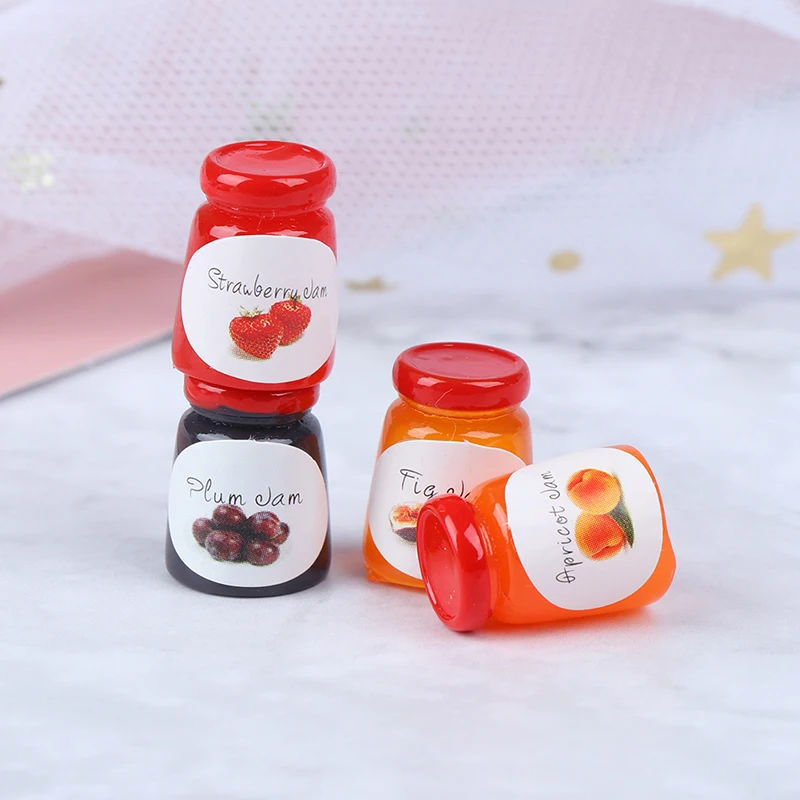 4Pcs 1:12 Kitchen Doll House Accessories 4 Bottles Jams DIY Dollhouse Food toy Miniatures | Автомобили и мотоциклы