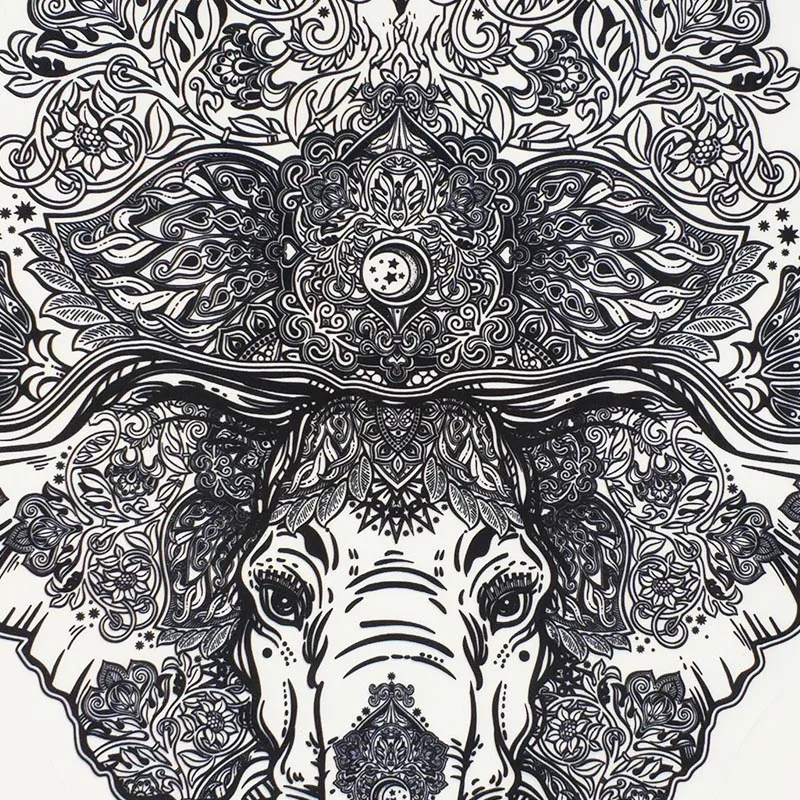 1 шт. большой черно-белый Принт головы слона ткань нашивка животных сшитая на