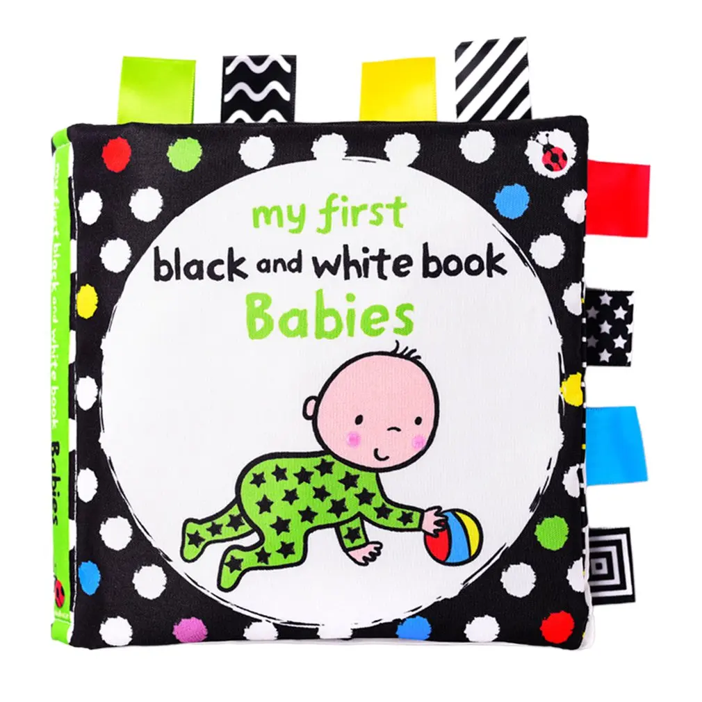 

OCDAY Baby Black and White Label Cloth Book Newborn Infant Early Education Books Cloth Quiet Books