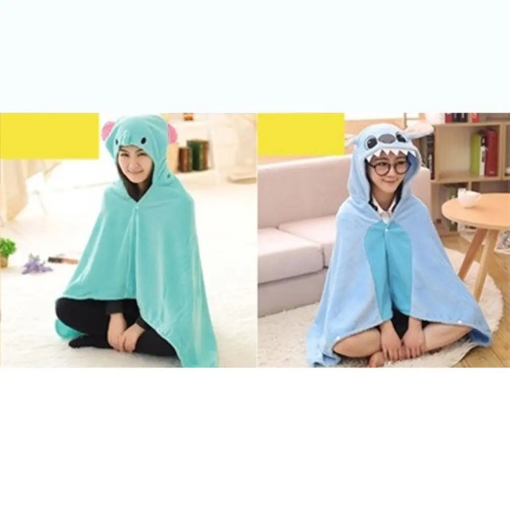 Коралловая флисовая воздушная шаль с капюшоном ленивая накидка для женщин и