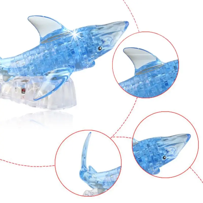 

3D Crystal Shark Puzzle Adult Children's Intellective Learning Toys Home Decor XX9E