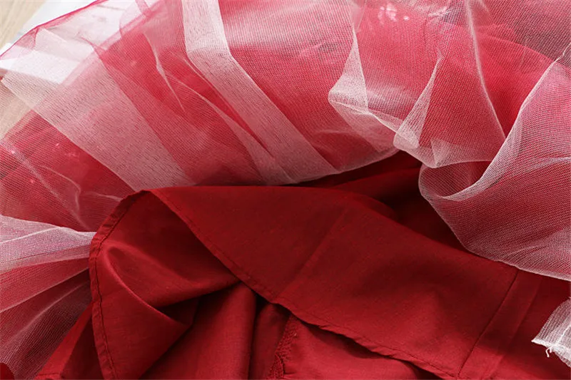 

Red Christmas Dress Long Sleeve Girls Dress Luxury Princess Dress Girl New Year Costume Sequined Embroidery Kids Party Ball Gown