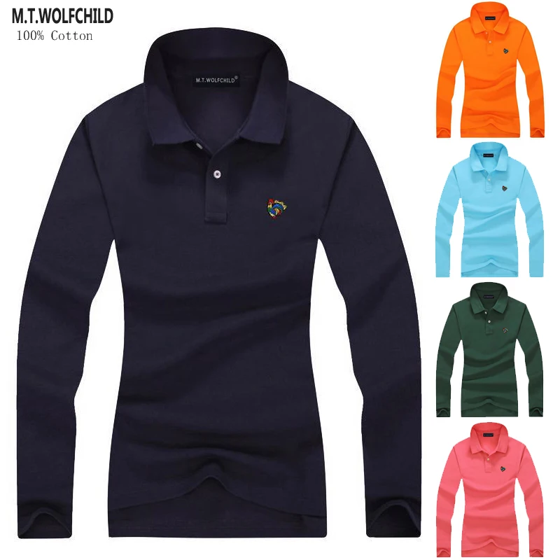 Женские рубашки поло с длинным рукавом повседневные облегающие из 100% хлопка S 2XL