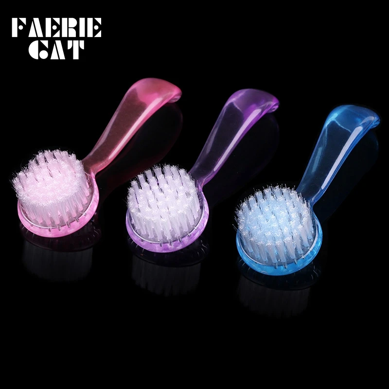 

1pcs Nail Art Poweder Dust Cleaning Brush Long Handle Plastic with Cap Round Head Makeup Washing Brushes for Nails Manicure Tool