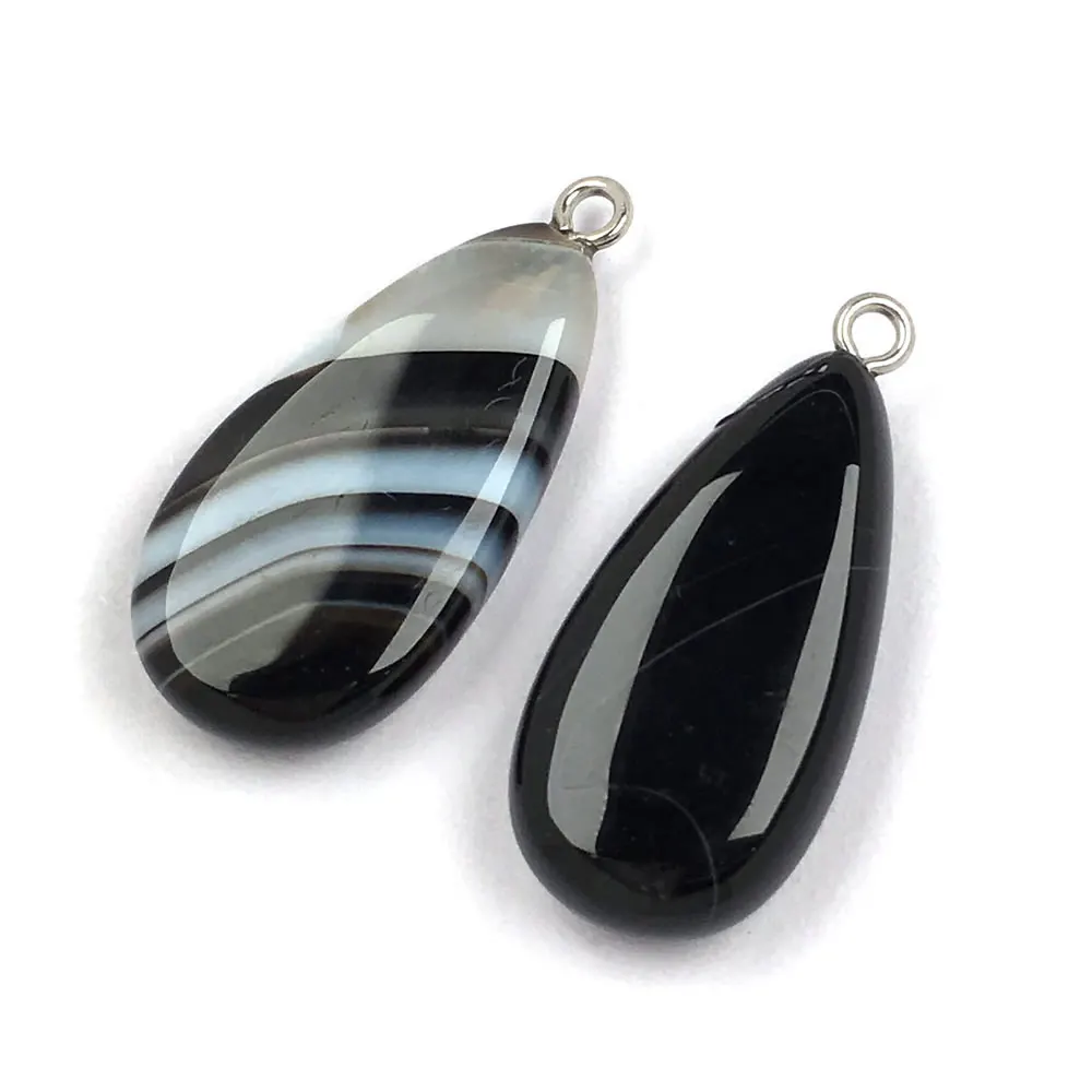 Подвеска из натурального камня в полоску Агаты эллиптическая форма изысканные