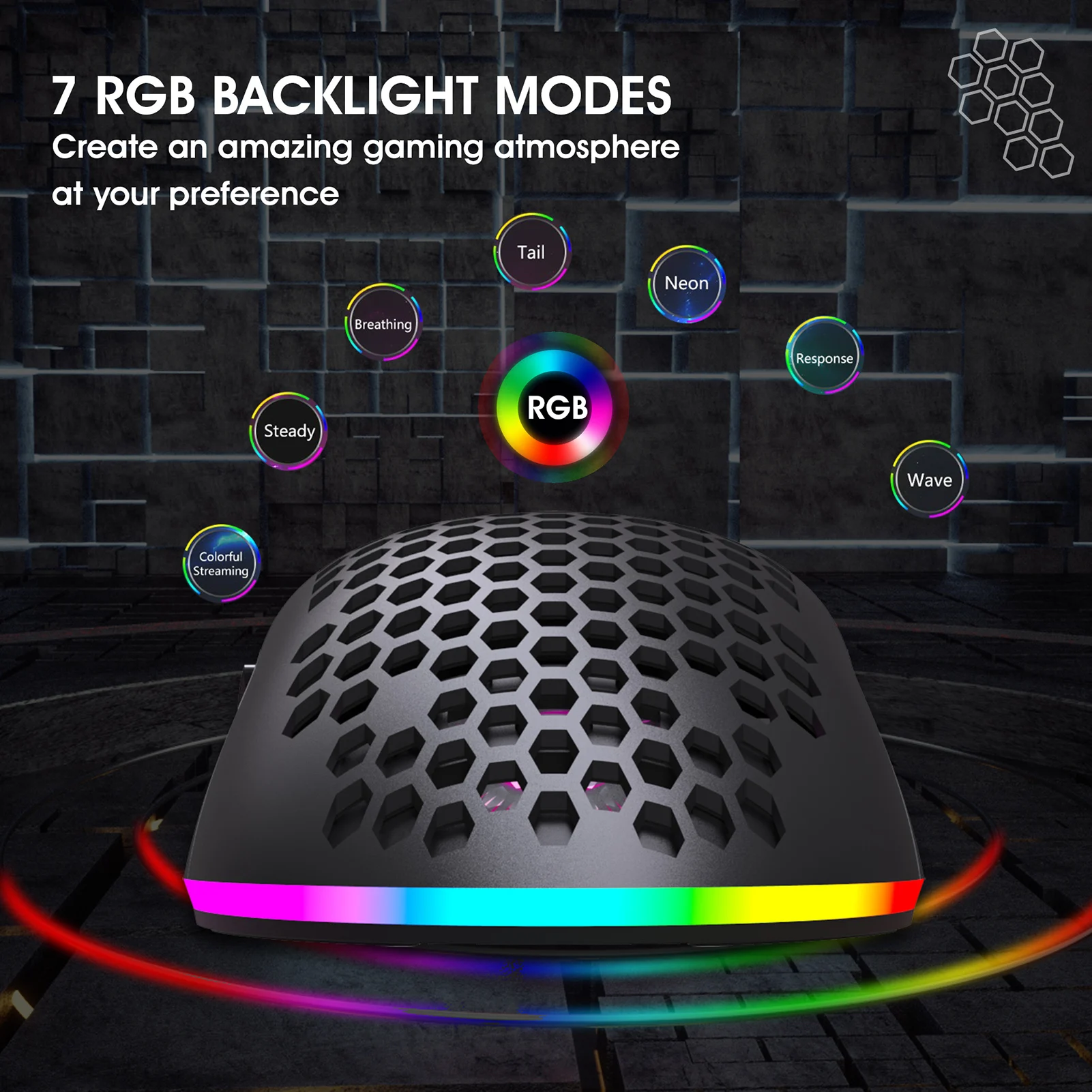 Беспроводная игровая мышь HXSJ 2 4 ГГц перезаряжаемая с RGB эффектом светильник
