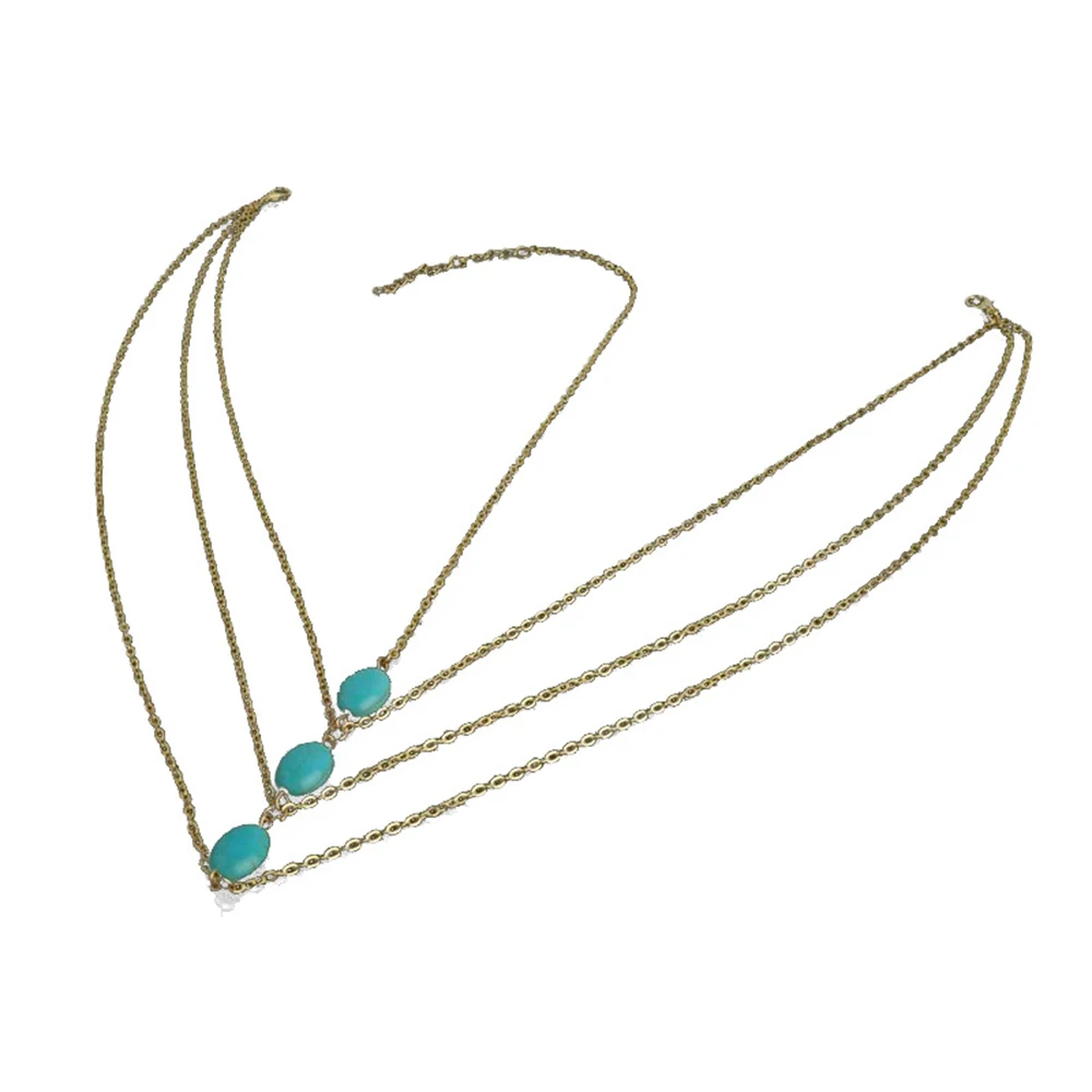 Molans imple Natural Blue Pine Triple-Layer Fried Hair Belt Fashion Wedding Accessories for Bridal Photograph/outdoor Necklace | Свадьбы и