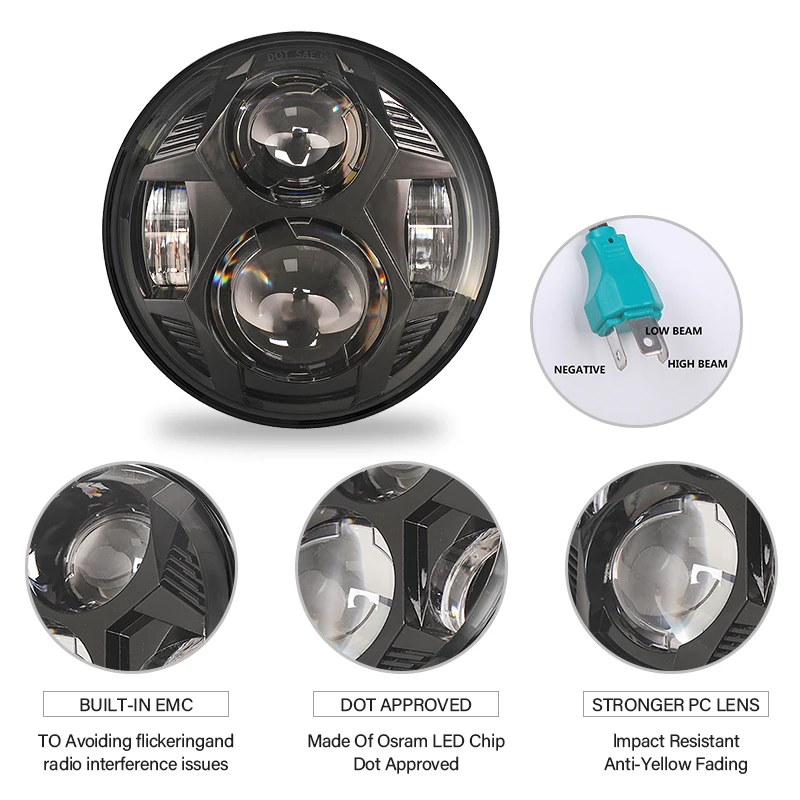 Новинка 5 75 дюймовые светодиодные фары для мотоцикла Harley Dyna Sportster Softail 3/4 дюйма FLSTSB