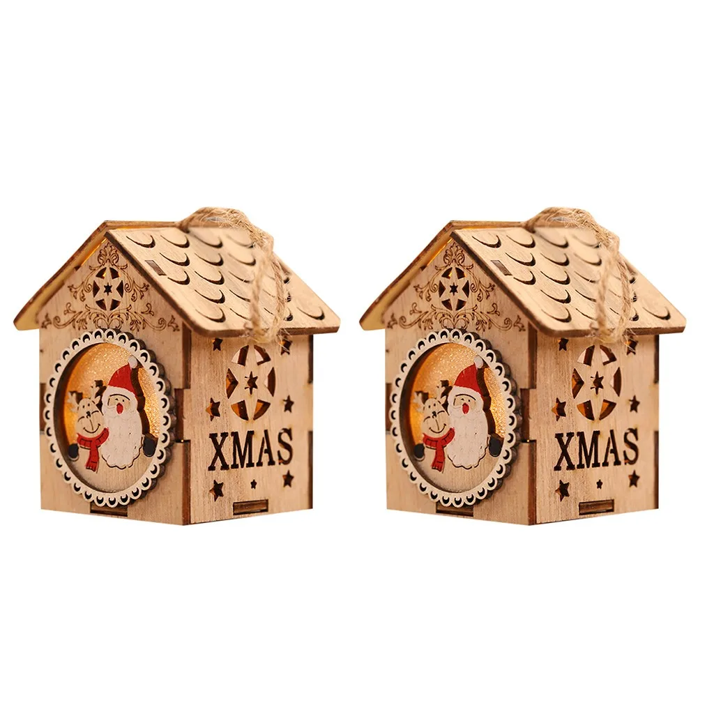 Рождественская елка висячие украшения светодиодный светильник деревянный дом