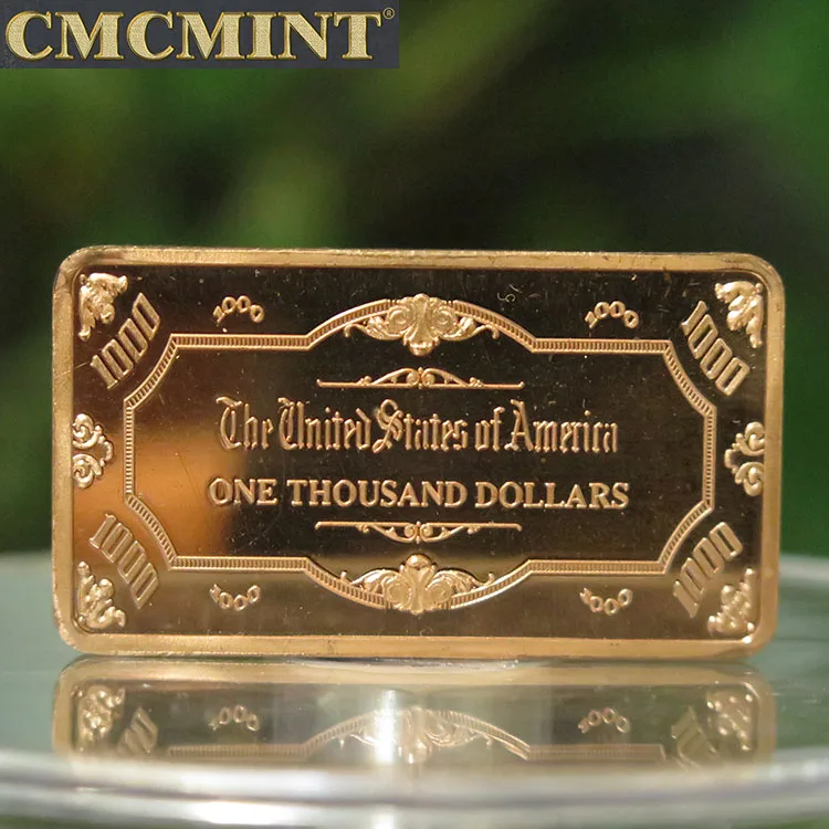 1 Oz Трой унции oz 999 тонкой Медь $1000 Билл США бар Реплика копия монеты коллекция