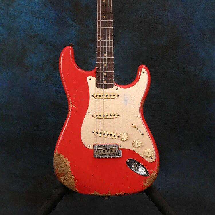 

Handwork 6 stings Electric Guitar.Red color Relics guitarra,high quality pickups guitar.rosewood fingerboard.