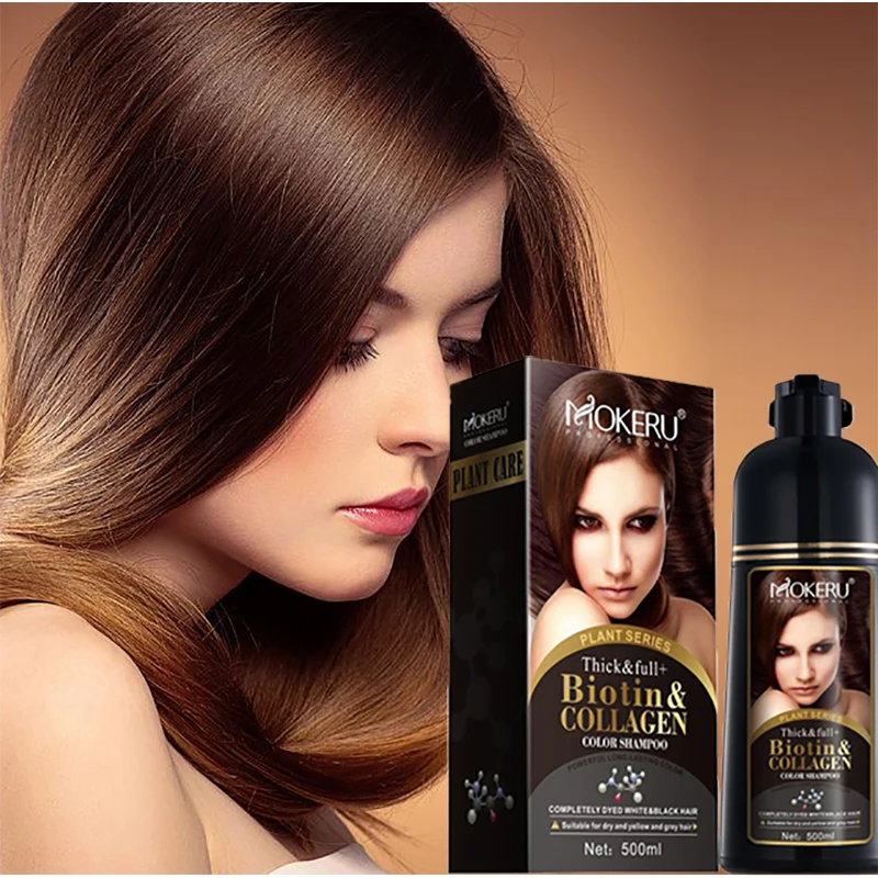 Ing Dye Organic Collagen Black Dark Brown Permanent Hair Dye Shampoo For Gray Hair Darkening