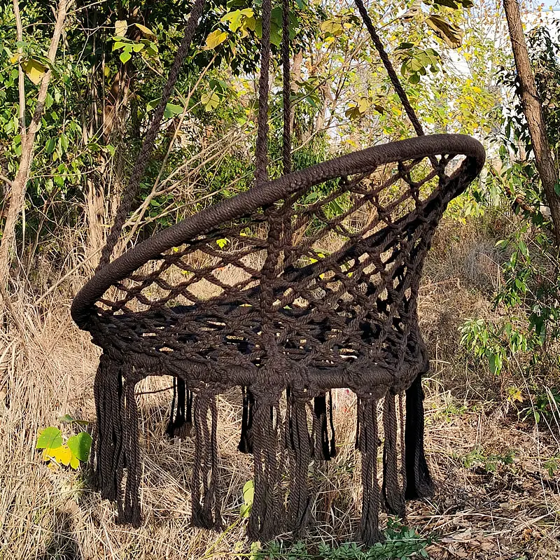 

Изысканное круглое подвесное кресло-гамак, качели из 100% хлопка с веревкой для макраме, для спальни, внутреннего/наружного дворика или сада