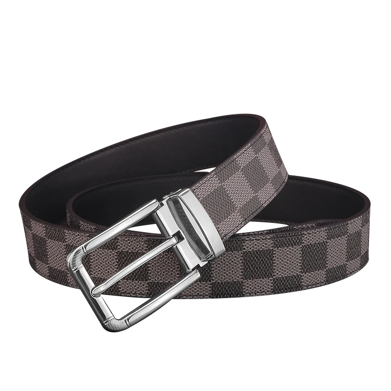 

Classic Plaid Pin Buckle Genuine Leather 1.3 inch Wide Men Belt Ceinture Homme Cuir High Quality 3.3cm Width Male Waistband